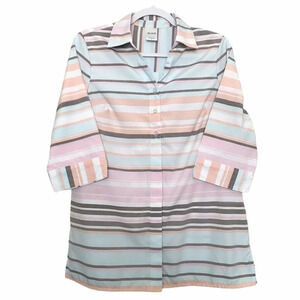 Blair Pastel Striped 3/4 Sleeve Button Down Shirt‎ Size Small